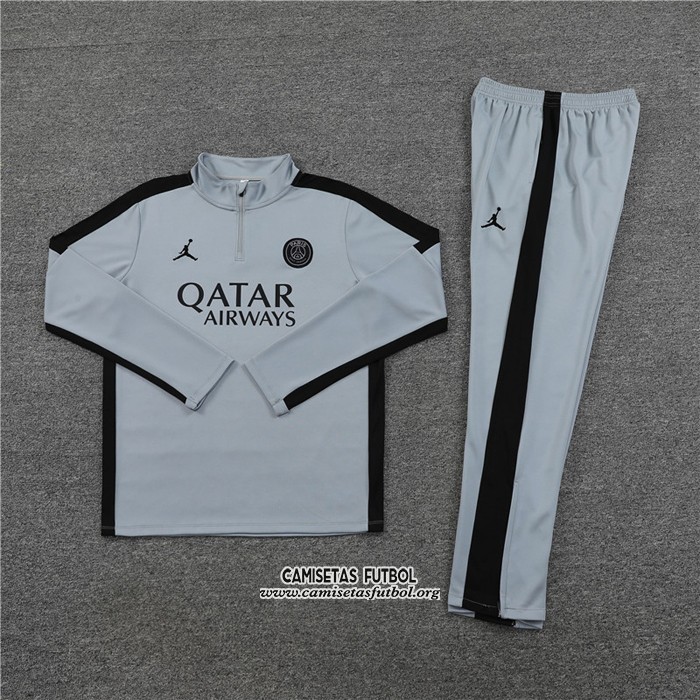 Chandal de Sudadera del Paris Saint-Germain Jordan Nino 2023/2024 Gris